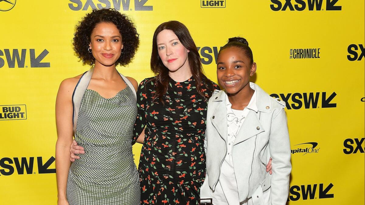 Gugu Mbatha-Raw, Julia Hart and Saniyya Sidney attend the "Fast Color" premiere at the 2018 SXSW festival at Paramount Theatre on March 10 in Austin, Texas.