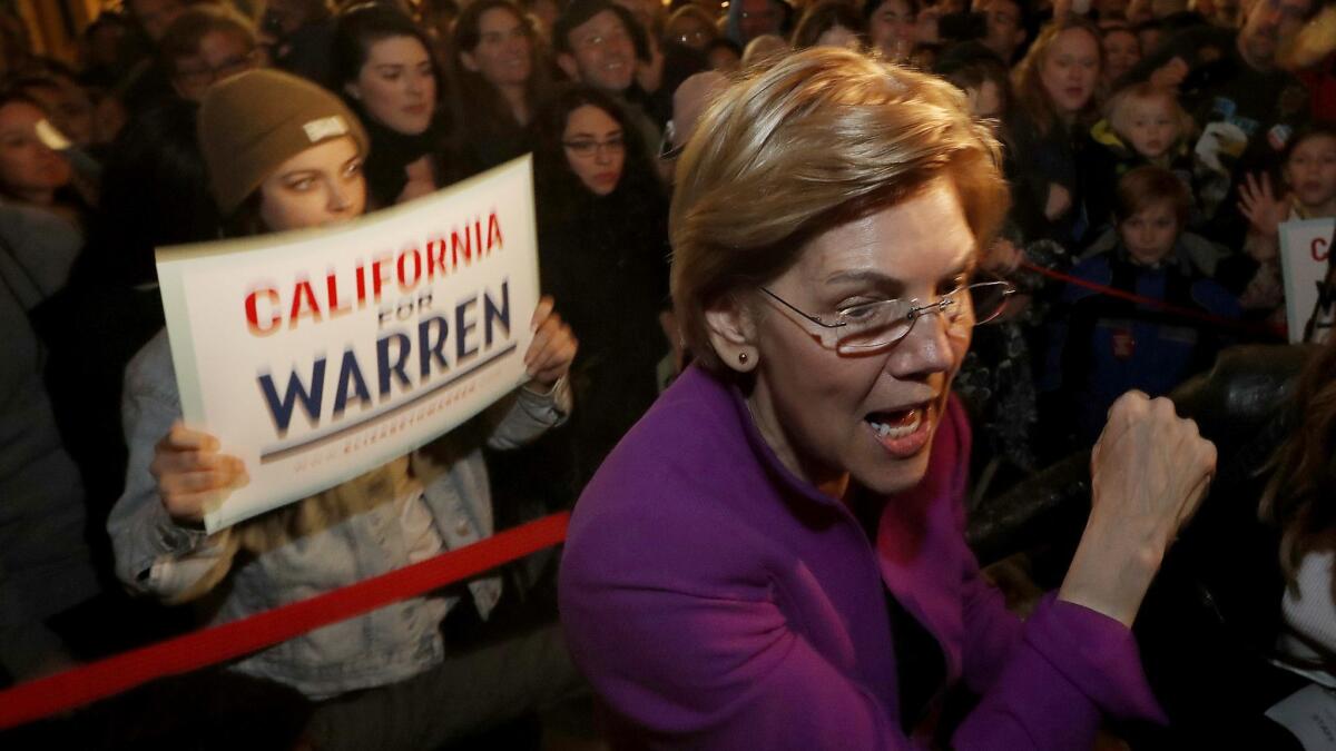 Presidential candidate Sen. Elizabeth Warren campaigns recently in Glendale.
