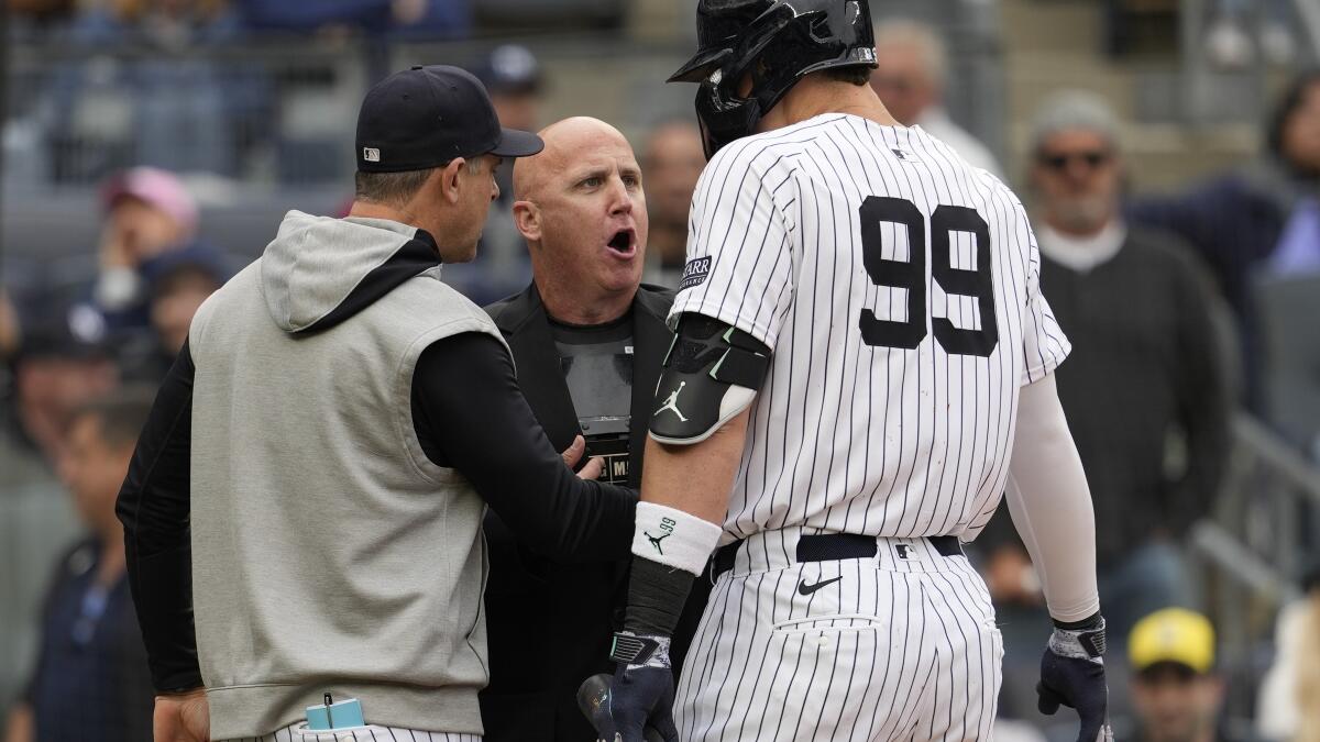 Aaron Judge tossed for 1st time, Rizzo hits 3-run homer as Yankees top  Tigers 5-3 - The San Diego Union-Tribune