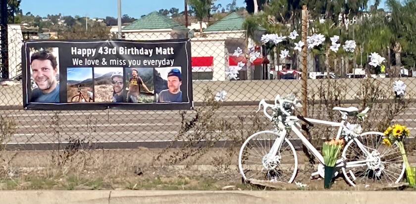 Matt Keenan's Ghost Bike Memorial at the site he was killed, as taken on what would have been his 43rd birthday