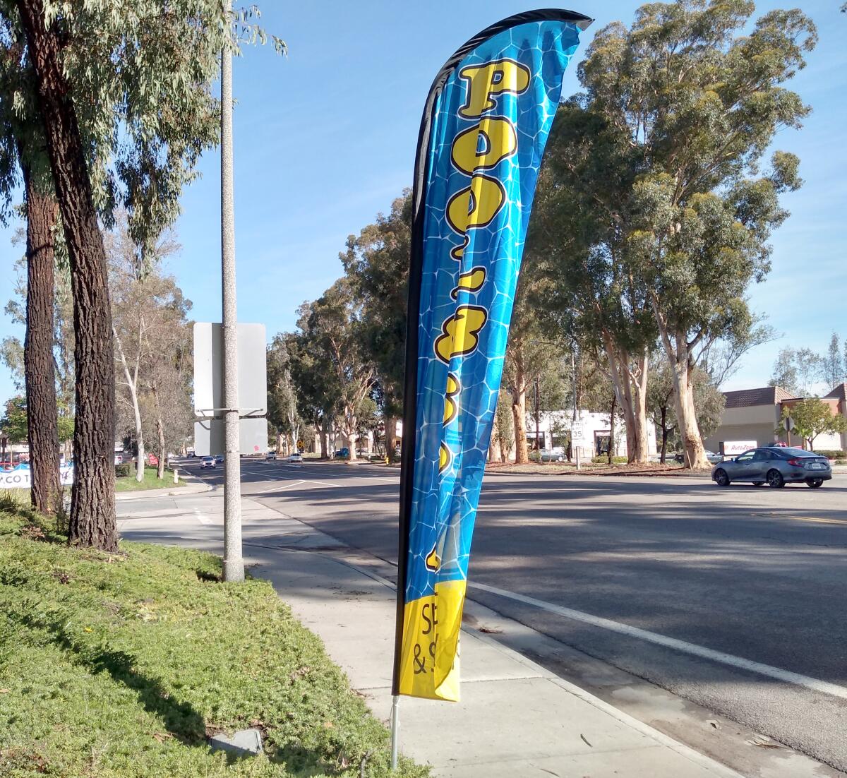Businesses should request permission to fly feather flags from the Ramona Design Review Board or county officials before installing them on their property.