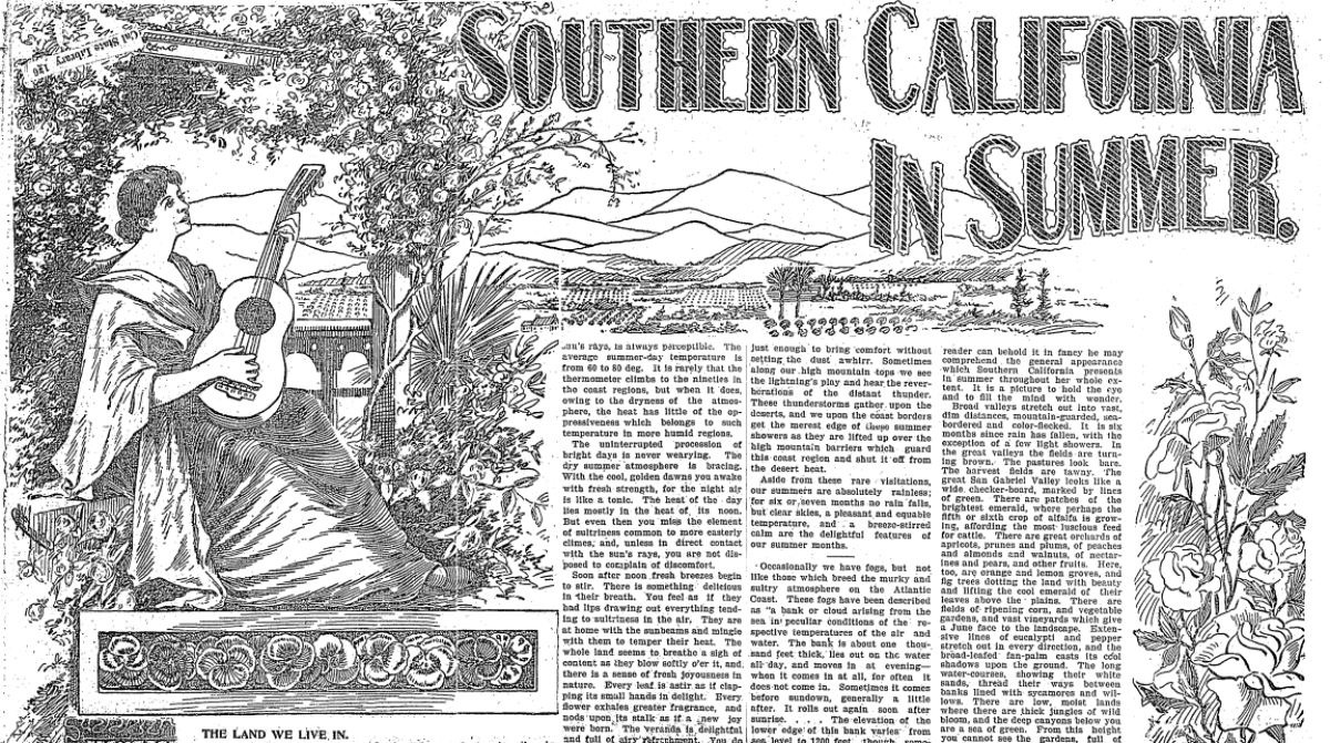 Aug. 15, 1895, L.A. Times article headlined "Southern California in Summer"