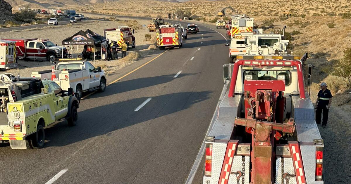 Hazmat cleanup from crash closes I-15 north in San Bernardino County