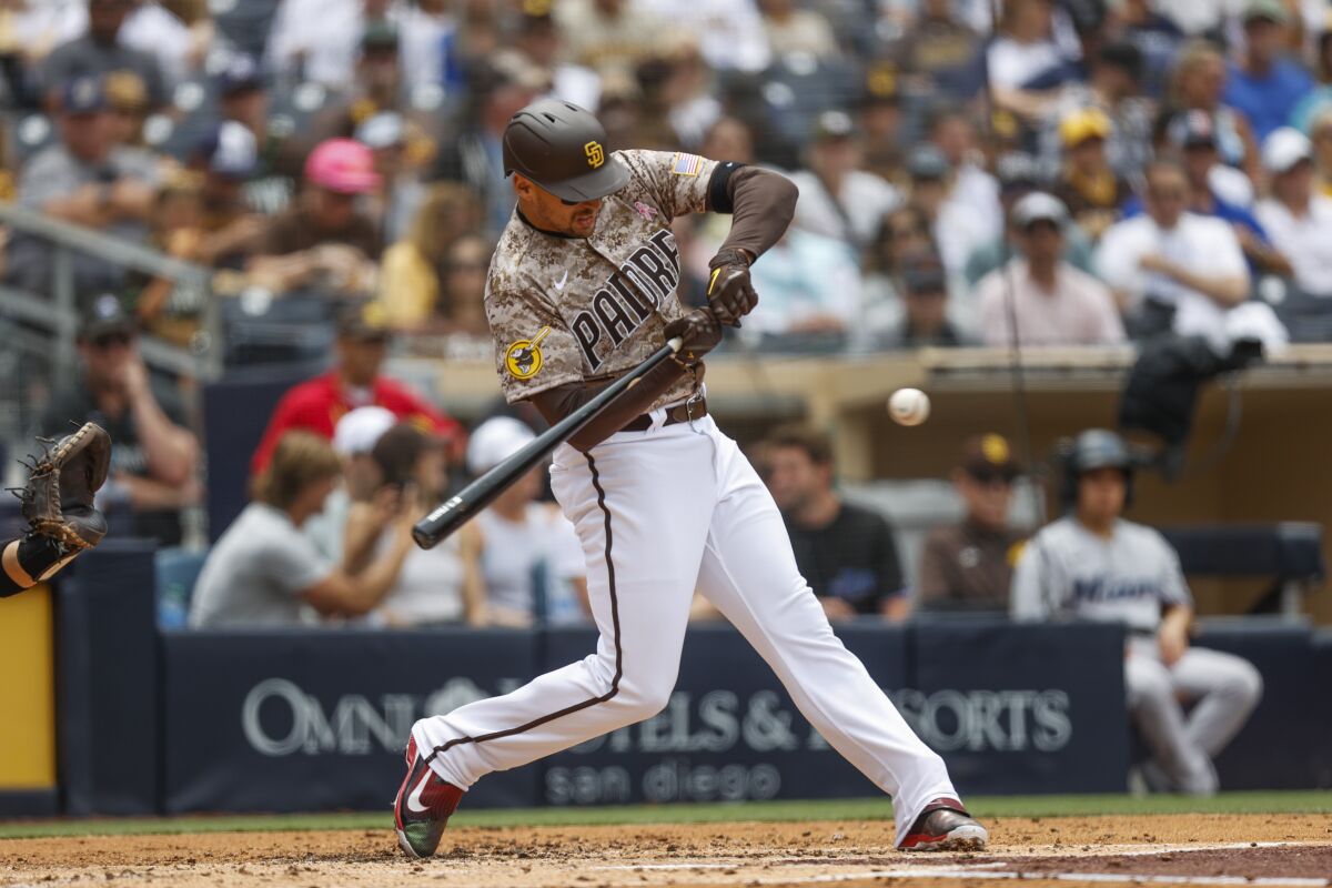 Trayce Thompson went one for 14 with the San Diego Padres this season.