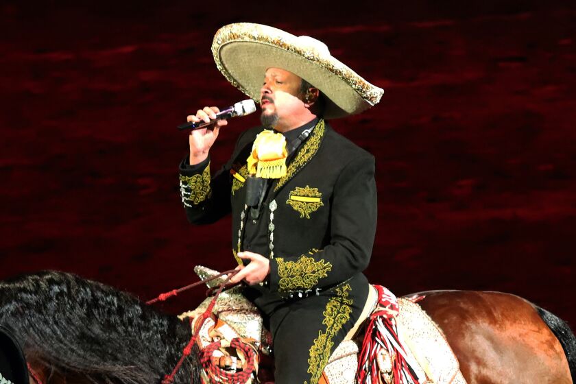 Pepe Aguilar performs during Pepe Aguilar presenta Jaripeo Sin Fronteras Tour 2022 at the Crypto.com Arena in Downtown Los Angeles on Friday, October 14, 2022. (Photo by James Carbone)