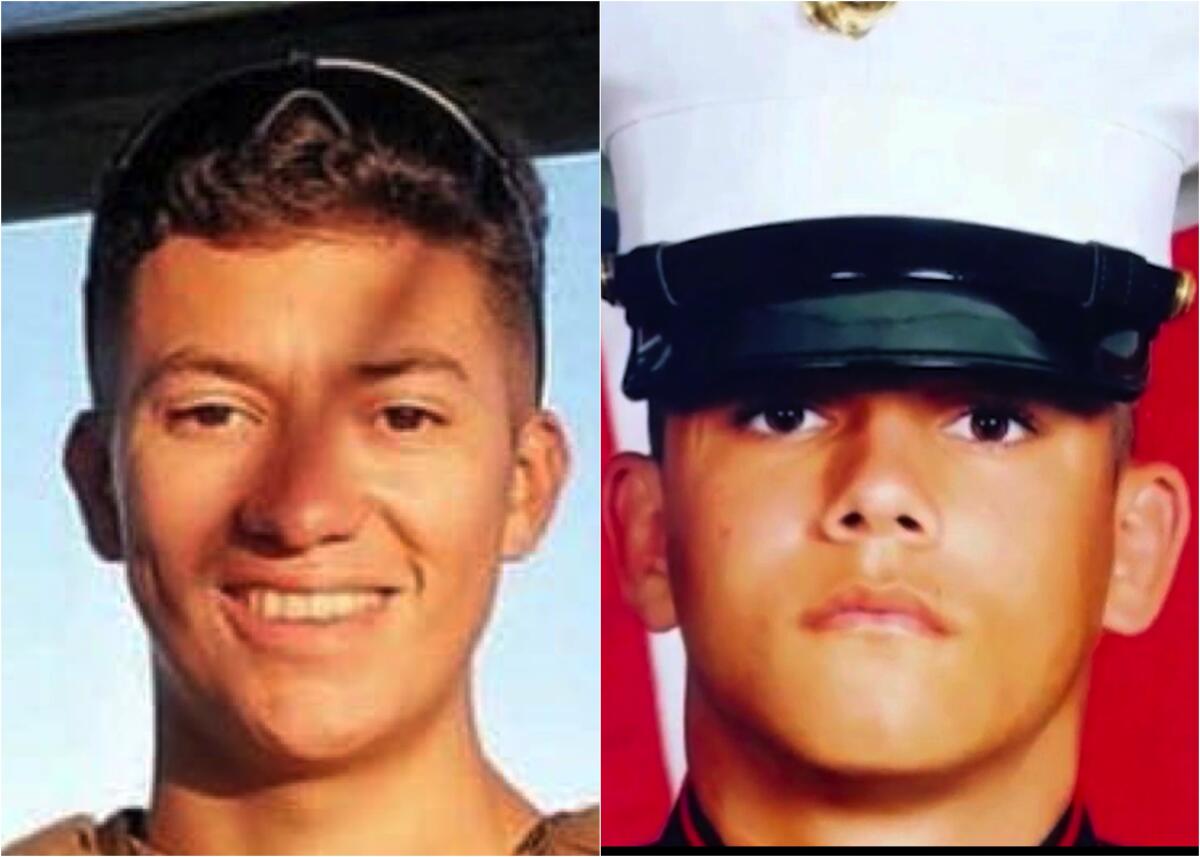 Cpl. Hunter Lopez, left, and Lance Cpl. Kareem Nikoui 