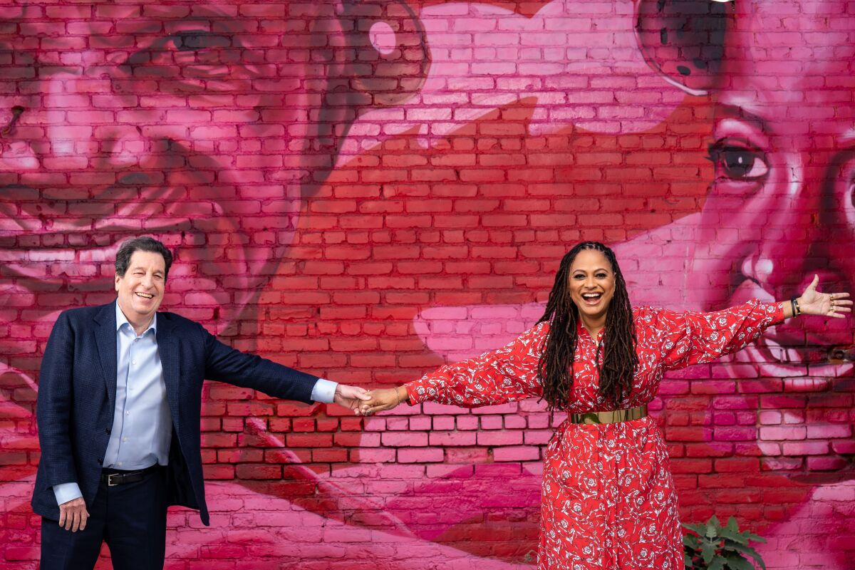Outgoing Warner Bros. Television Chairman Peter Roth and filmmaker Ava DuVernay at Array.