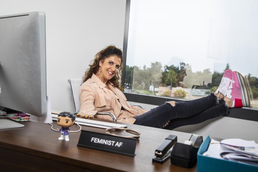 ENCINO, CA--JUNE 25, 2019--Jennie Snyder Urmann, showrunner of The CW's "Jane the Virgin," is photographed in her office in Encino, CA, June 25, 2019. The show, a telenovela-esque drama staring Gina Rodriguez, is ending after five seasons. (Jay L. Clendenin / Los Angeles Times)