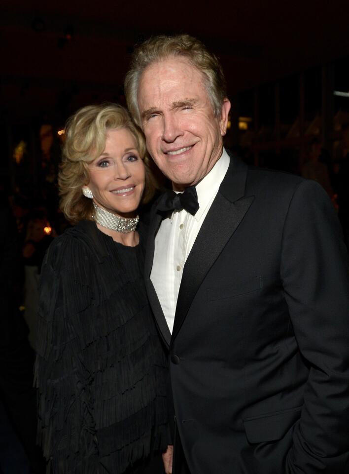 Actress Jane Fonda and actor Warren Beatty attend the LACMA 2013 Art + Film Gala honoring Martin Scorsese and David Hockney presented by Gucci at LACMA on in Los Angeles.
