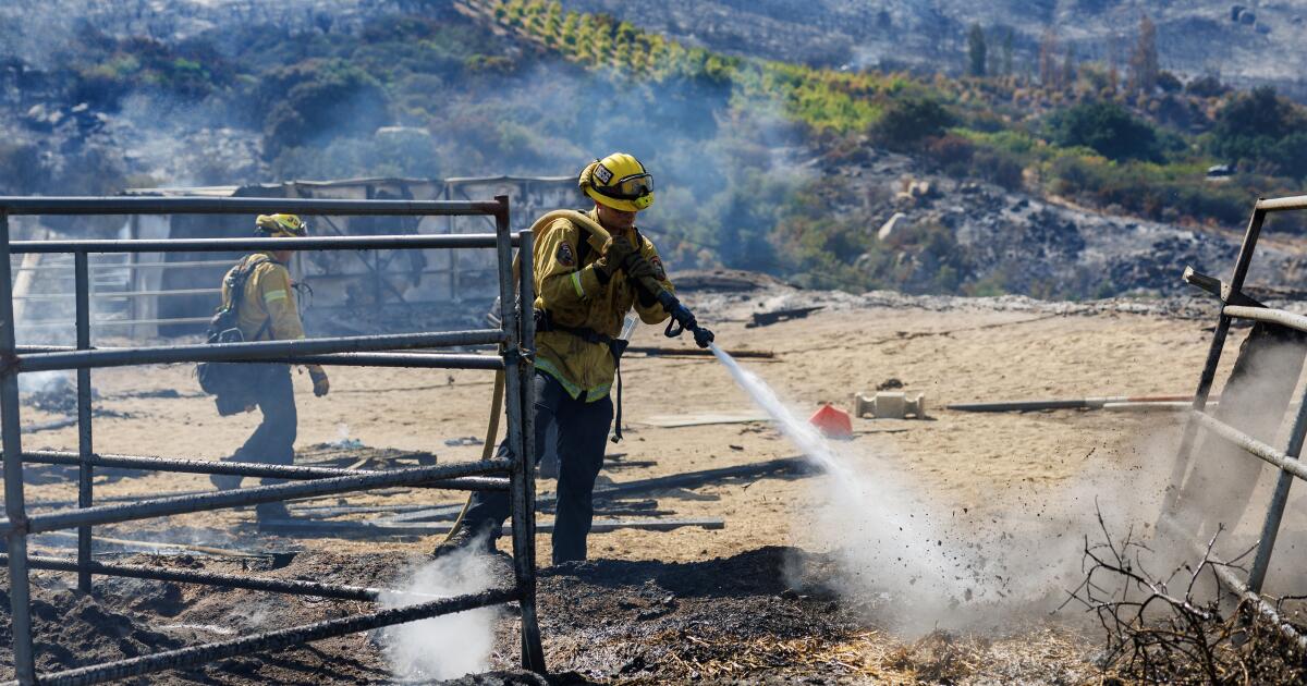 Weather shift gives firefighters an edge in battling three large Southern California wildfires