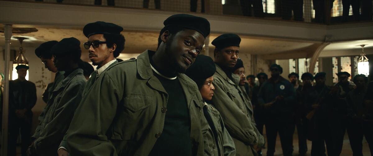 (L-r) DARRELL BRITT-GIBSON, DANIEL KALUUYA, DOMINIQUE THORNE, and LAKEITH STANFIELD in Judas and the Black Messiah