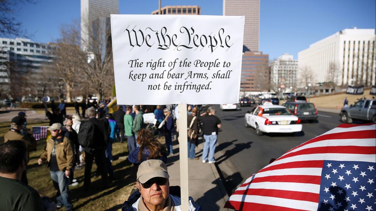 A 2nd Amendment activist in Littleton, Colo., on Jan. 9, 2013.