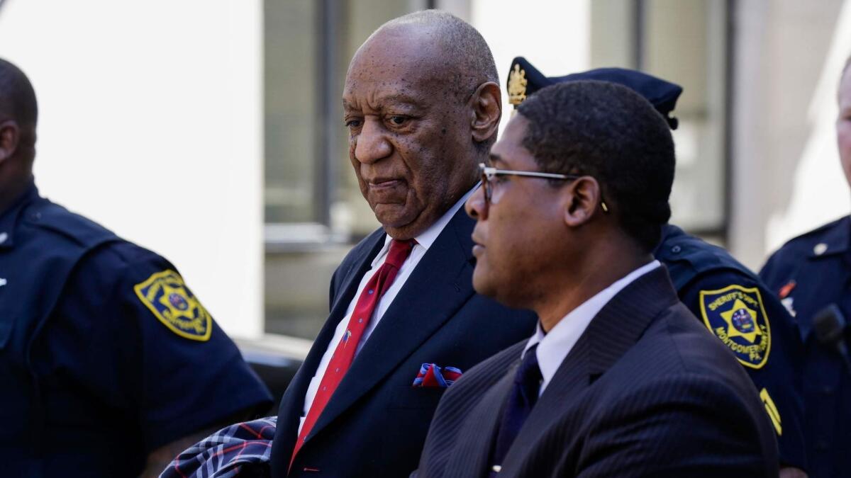 Bill Cosby leaves the Montgomery County Courthouse in Norristown, Pa., after being convicted of sexual assault.