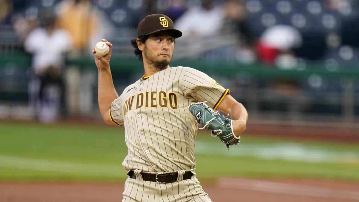 San Diego Padres starting pitcher Yu Darvish delivers against the Pittsburgh Pirates on April 12.