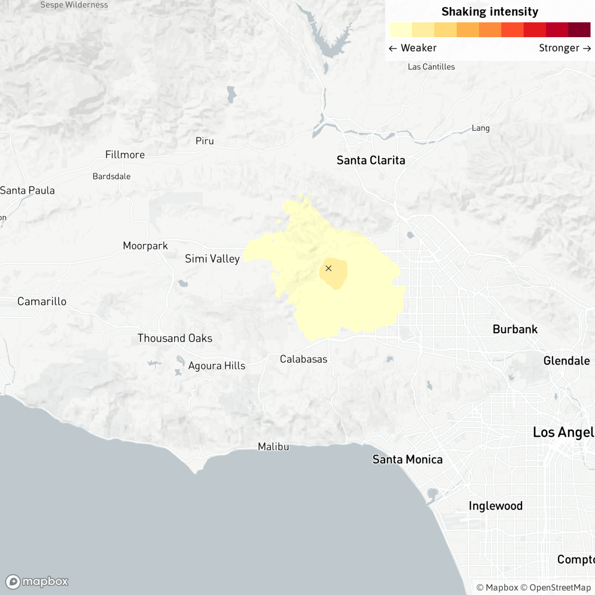A magnitude 3.2 earthquake was reported Sunday afternoon at 2:45 p.m. Pacific time in Los Angeles, according to the U.S. Geological Survey.
