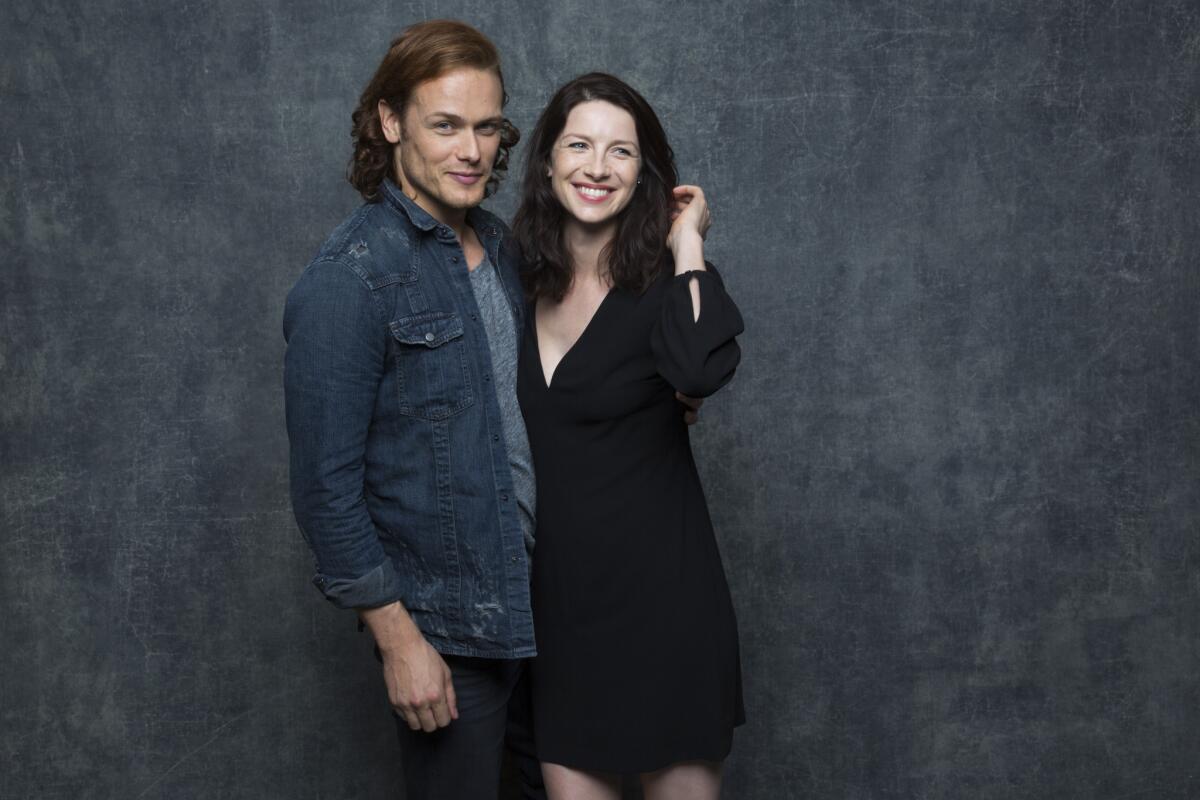 Sam Heughan and Caitriona Balfe, of 'Outlander,' photographed in the L.A. Times Hero Complex photo studio at Comic-Con 2015.