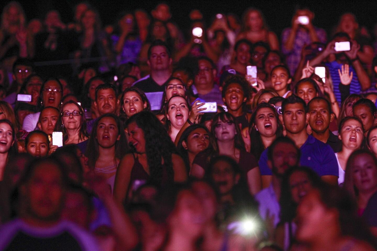 Fans sing along as Demi Lovato performs.