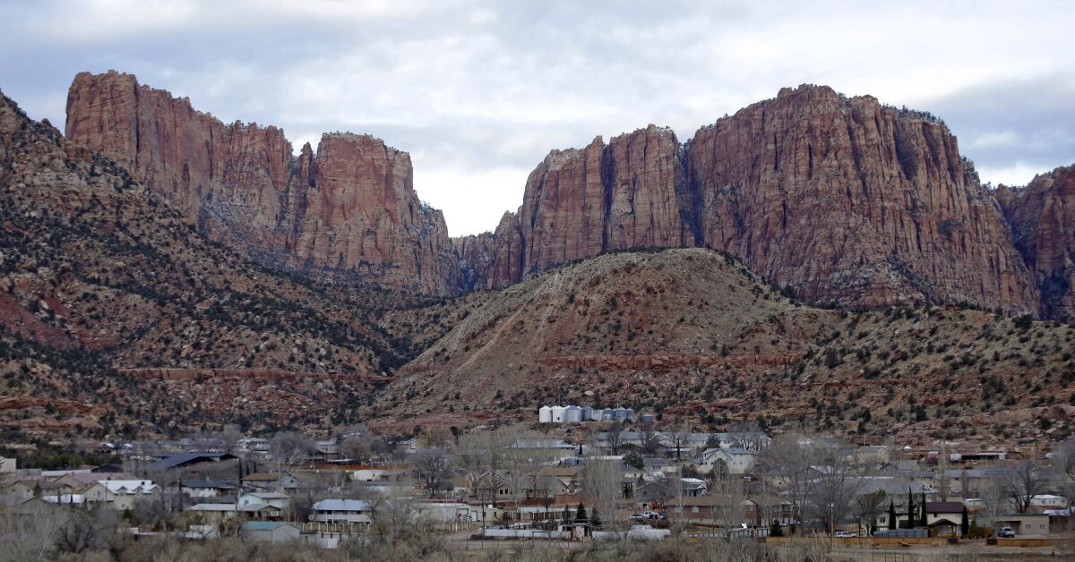 Hildale, Utah, sitting at the base of Red Rock Cliff mountains