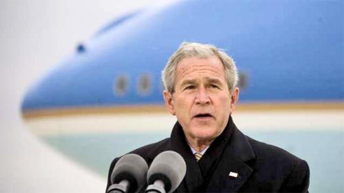 THEY CAN COME CLEAN: President Bush speaks to reporters at the Omaha airport. He said the intelligence report made it clear that the Iranian government has more to explain.