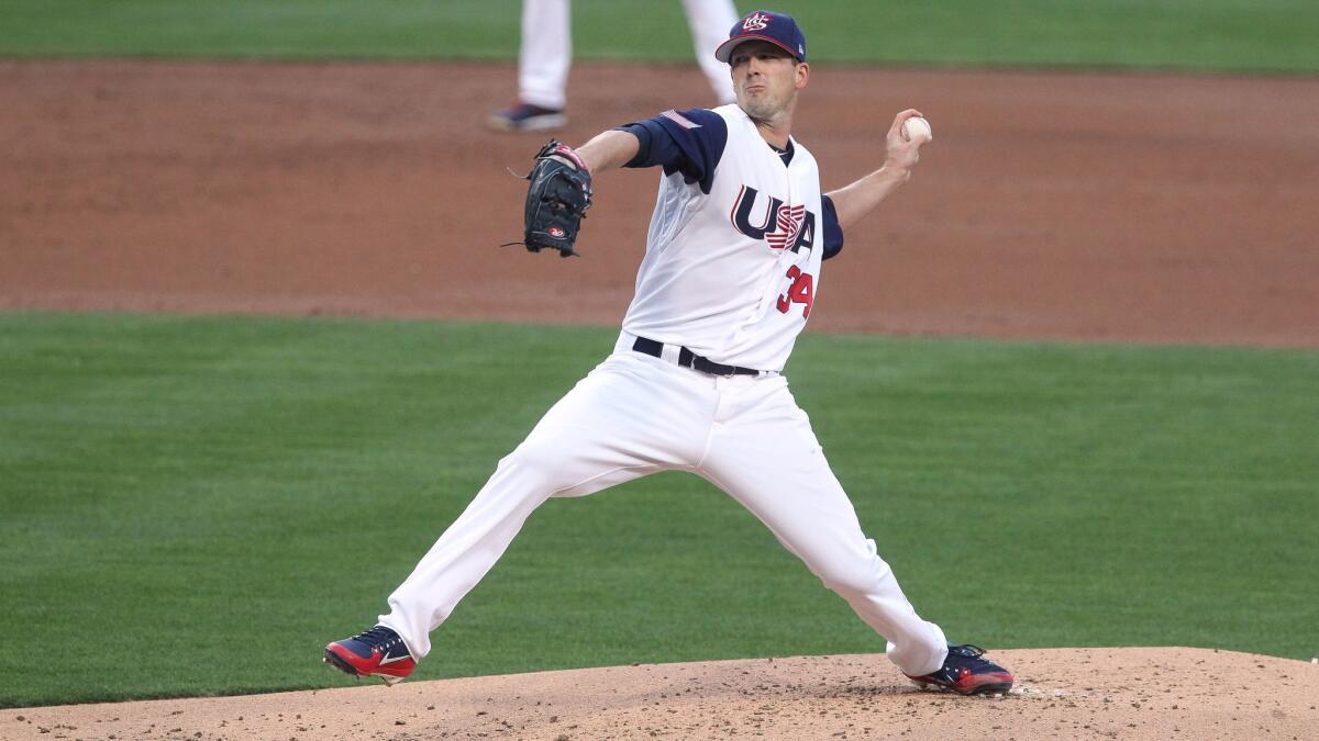 Team USA's Drew Smyly pitches to Venezuela in the second inning during the World Baseball Classic at Petco Park in San Diego on Wednesday.