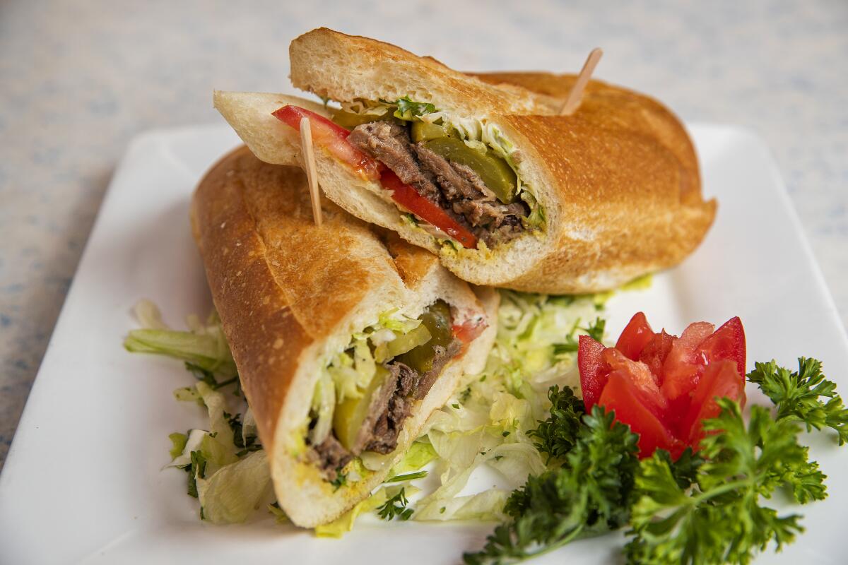 Beef tongue sandwich at Attari Sandwich Shop in Los Angeles.