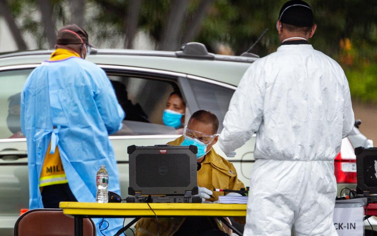 Drive-thru coronavirus testing at Crenshaw Christian Center 