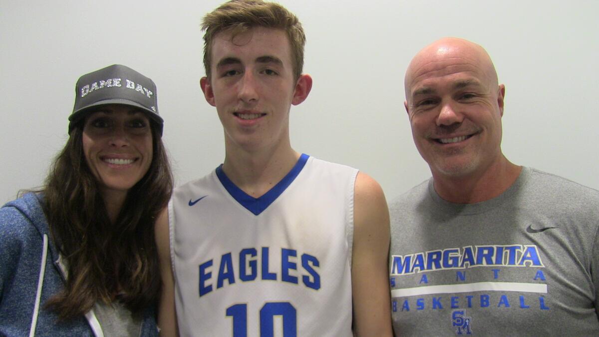 Santa Margarita sophomore Jake Kyman, along with mother Michelle and father Coley.