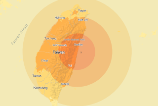 A magnitude 7.5 earthquake was reported Tuesday afternoon at 4:58 p.m. Pacific time 13 miles from Hualien City, Taiwan.