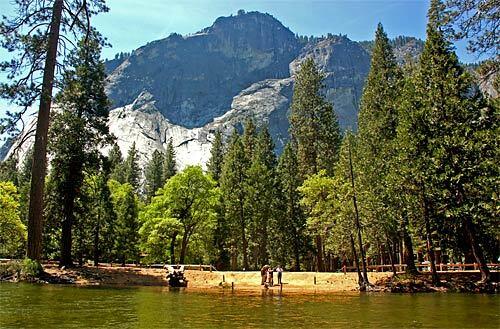 At when staying at Yosemite National Park, visitors can choose amenities that are basic, fancy — or somewhere in between. An example of basic is Yosemite's Upper Pines, Lower Pines and North Pines campgrounds, which lie near the Merced River and offer views of the valley's granite walls.