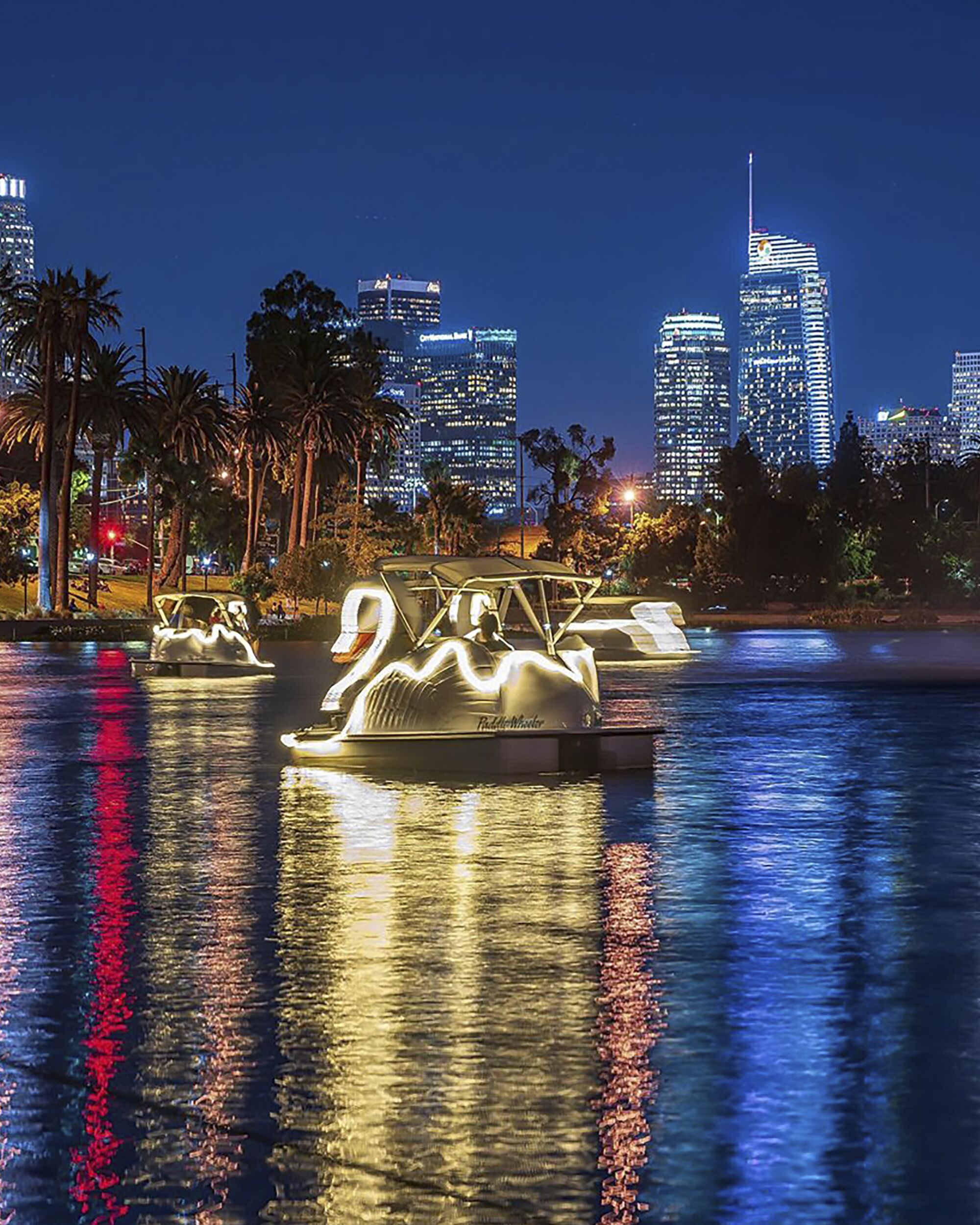 Echo Park Lake swan boats