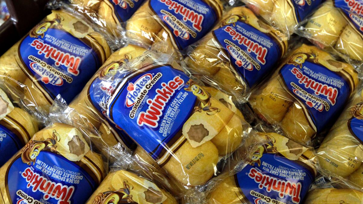 Twinkies baked goods are displayed for sale at the Hostess Brands' bakery in Denver.
