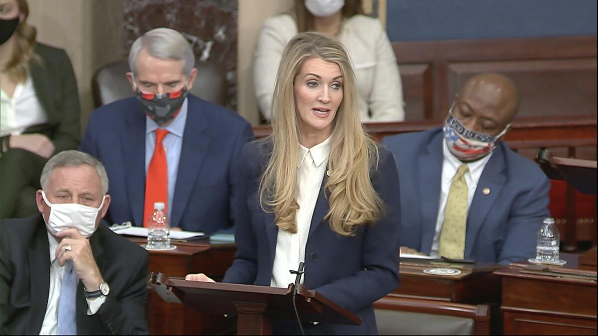 In this image from video, Sen. Kelly Loeffler, R-Ga.