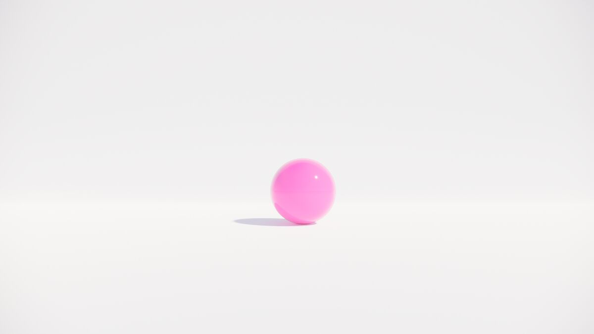 A rendering of a round, pink sculpture