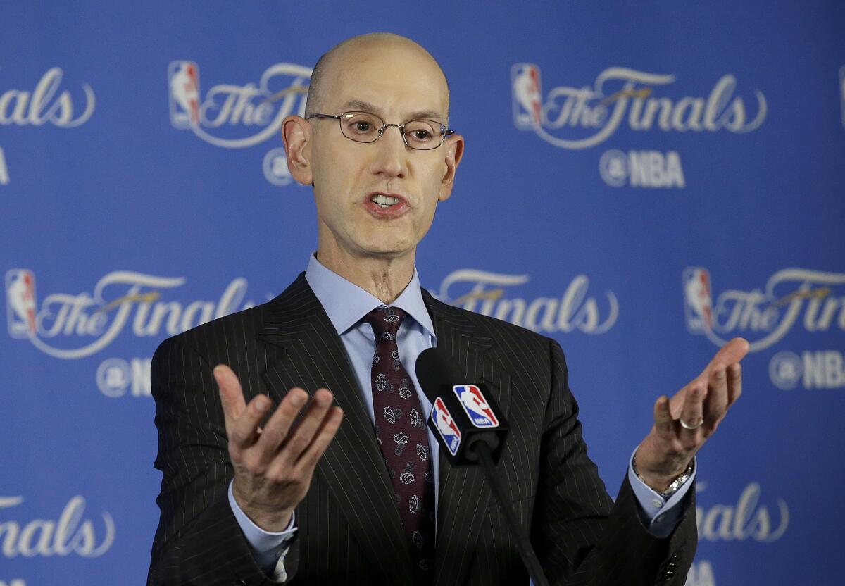 NBA Commissioner Adam Silver addresses the media on June 2.