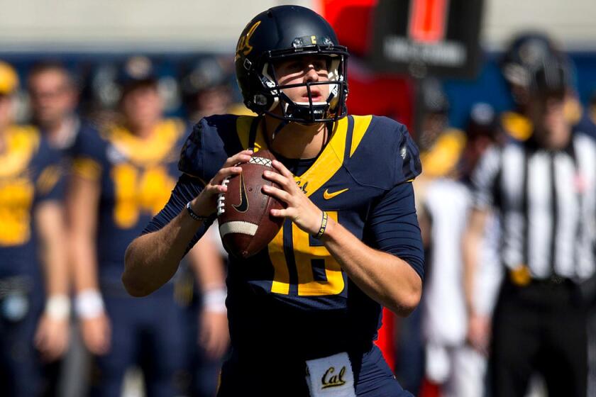 California quarterback Jared Goff stands in the pocket against Washington State during the second quarter on Oct. 3.