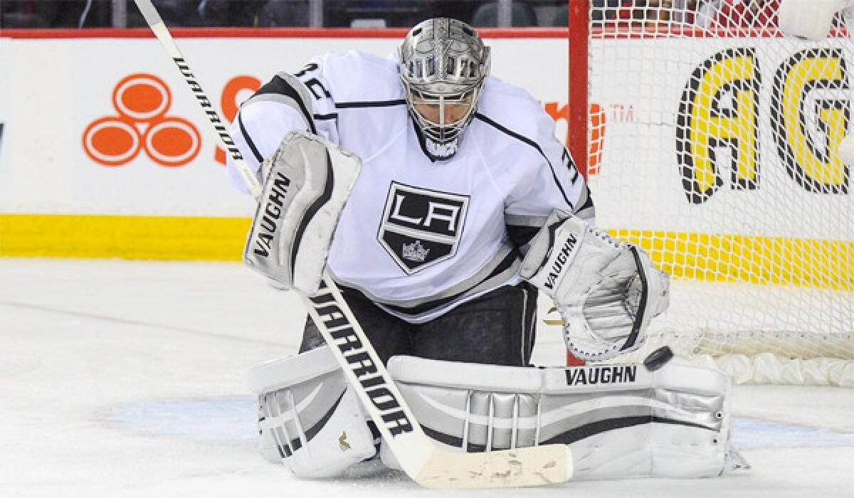 Jonathan Quick is in a race with the Boston Bruins for the William M. Jennings trophy, awarded to the goalkeepers who have played at least 25 games and allowed the fewest number of goals.