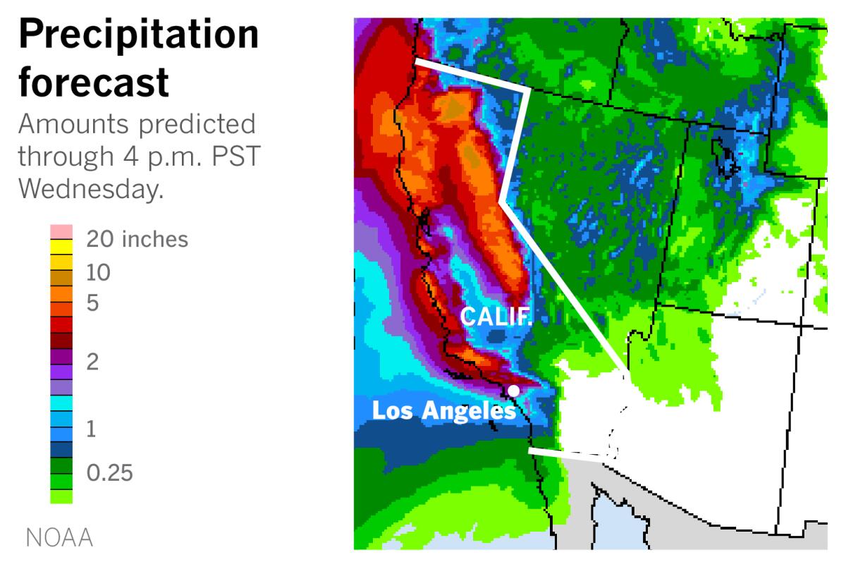 ¿Cuánta lluvia se espera en el área de Los Ángeles el fin de semana del Día de los Presidentes?