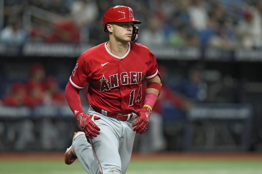 Los Angeles Angels' Logan O'Hoppe runs the bases after his solo home run off Tampa Bay Rays starting pitcher Taj Bradley during the fourth inning of a baseball game Tuesday, Sept. 19, 2023, in St. Petersburg, Fla. (AP Photo/Chris O'Meara)