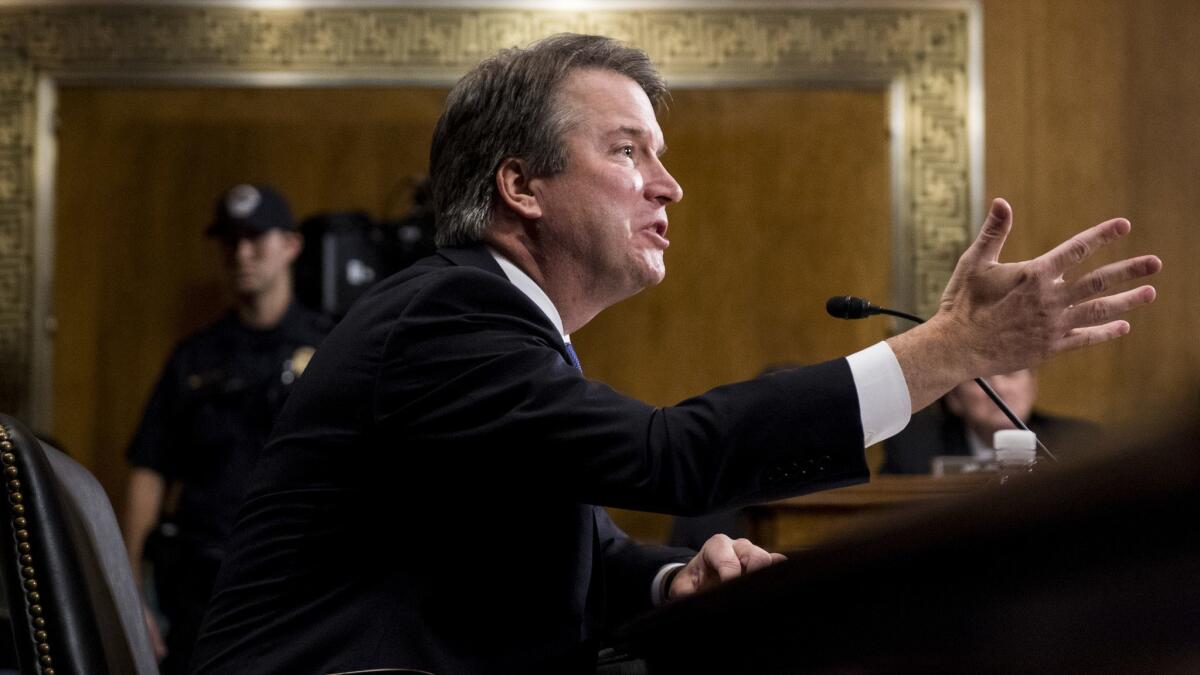 Supreme Court nominee Judge Brett Kavanaugh testifies during the Senate Judiciary Committee on Thursday.