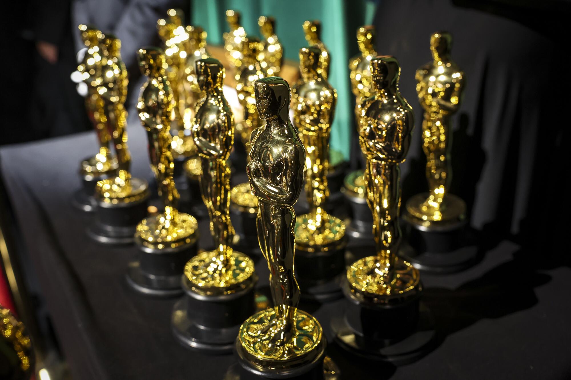 Oscar statues, backstage at the 95th Academy Awards at the Dolby Theatre.