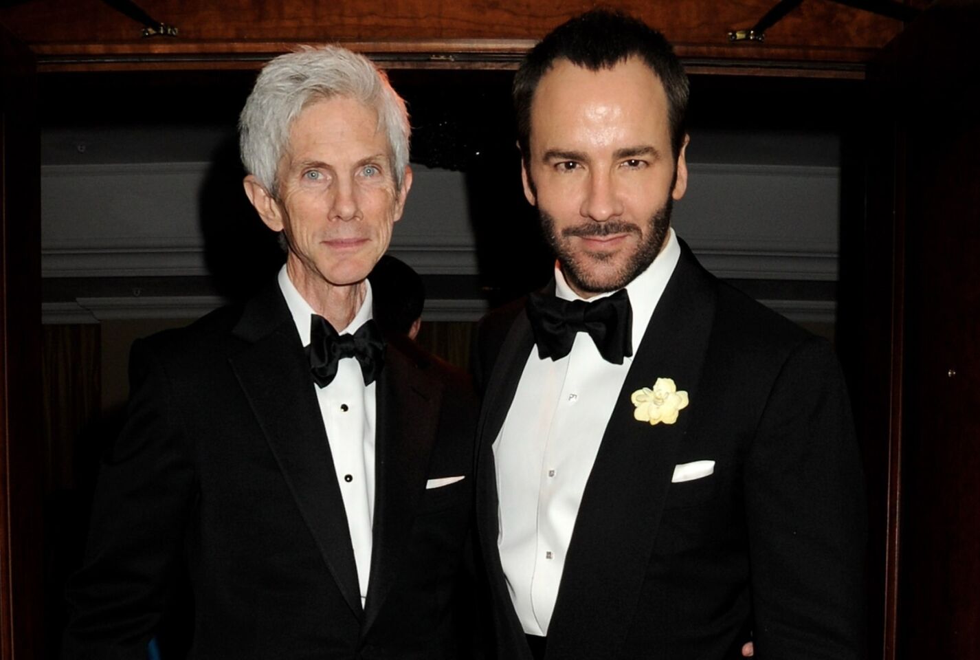 Designer Tom Ford, right, and his longtime partner, Richard Buckley, revealed in early April that they had tied the knot. "We are now married, which is nice," the 52-year-old told Vogue at an event in London. "I know that was just made legal in the U.K., which is great; we were married in the States." Buckley, 66, is a journalist who was formerly editor in chief of Vogue Hommes International. The pair have been together for 27 years after first meeting at a 1986 fashion show when Ford was 25. They also have a son together named Alexander John Buckley Ford, born in September 2012.