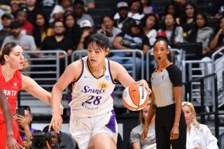 Sparks center Li Yueru drives to the basket during the game against Atlanta on Sept. 1, 2024.