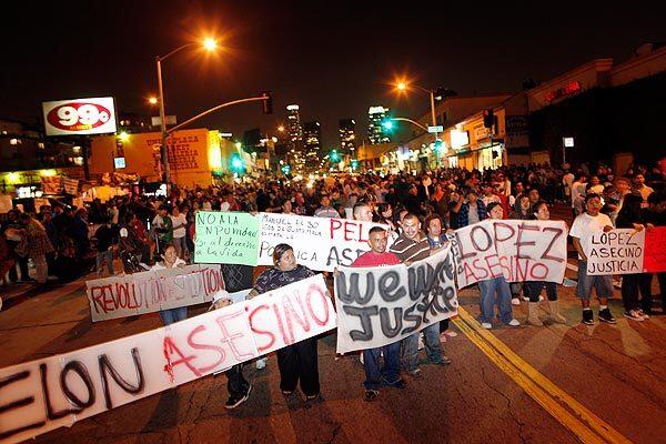 Protesters clash with LAPD
