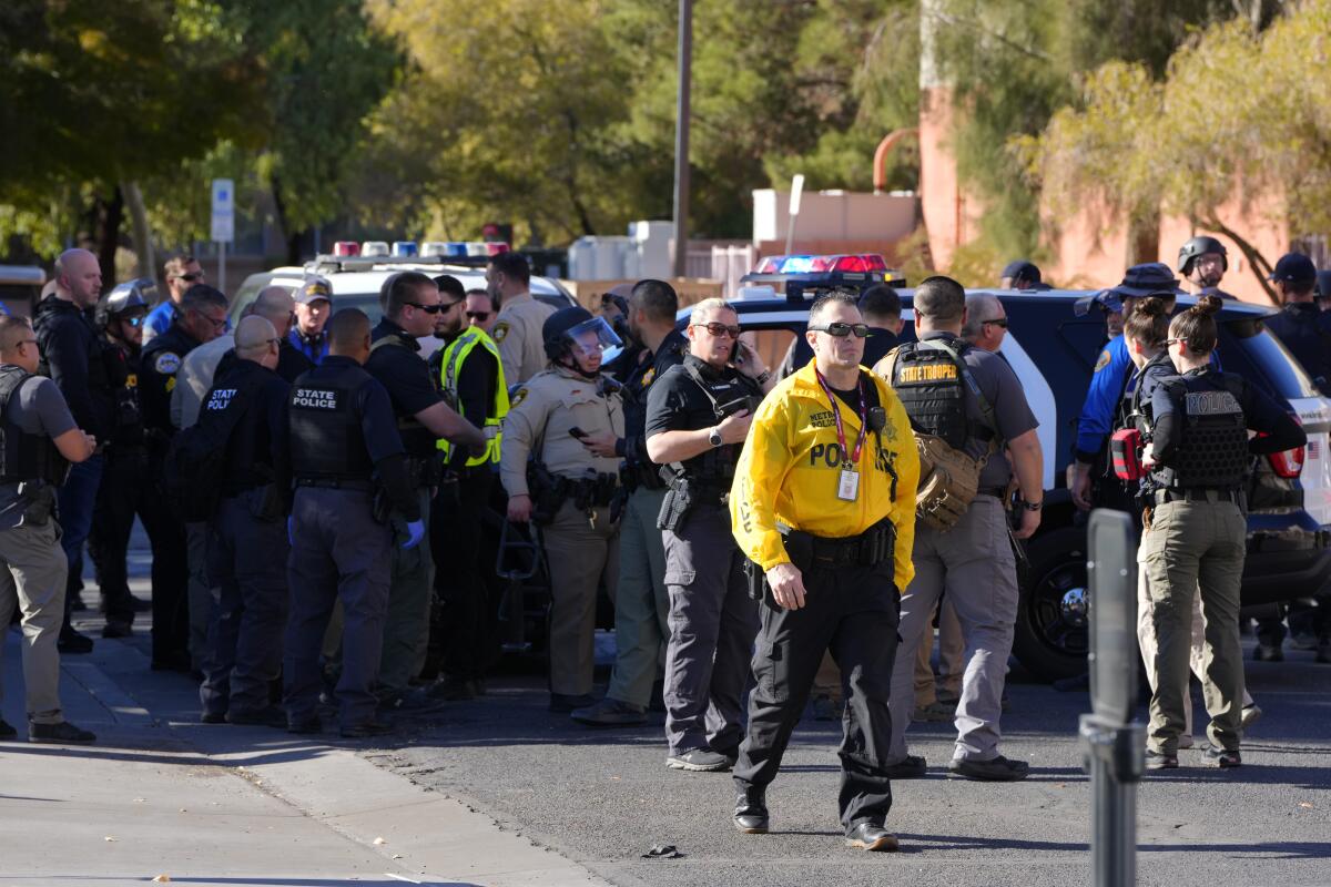 Las Vegas Metro Police respond to a shooting reported on the University of Nevada, Las Vegas, campus,