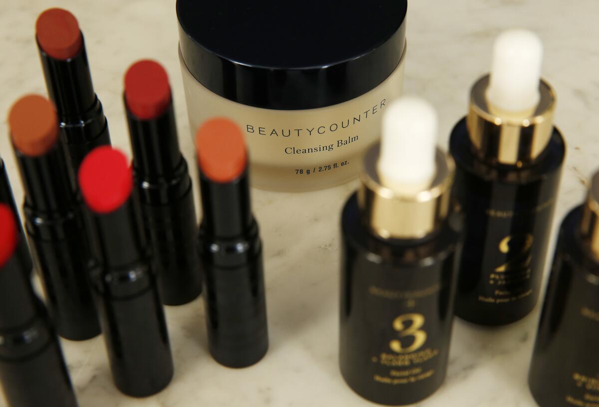 Beautycounter Color Intense Lipsticks, from left, Cleansing Balm and facial oils don't use harmful ingredients that are often found in beauty products.