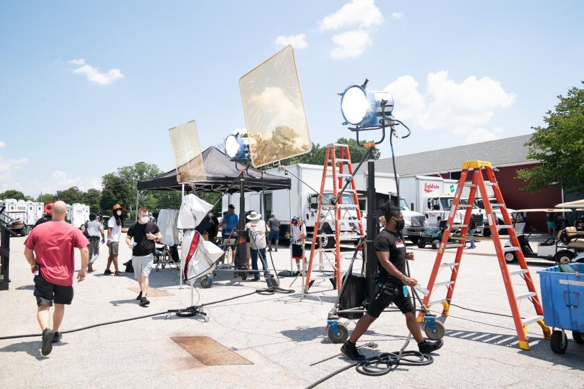 The set of Tyler Perry's show "Sistas" filming during the Covid-19 pandemic