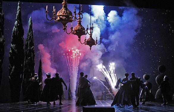 Los Angeles Opera's recurring production of "The Marriage of Figaro," directed by Ian Judge, mixes a bit of Franco's Spain with a bit of '50s Hollywood, a bit of vulgar tomfoolery and a few real fireworks at the end. First seen in 2004, the production is on stage again, populated with an international cast.