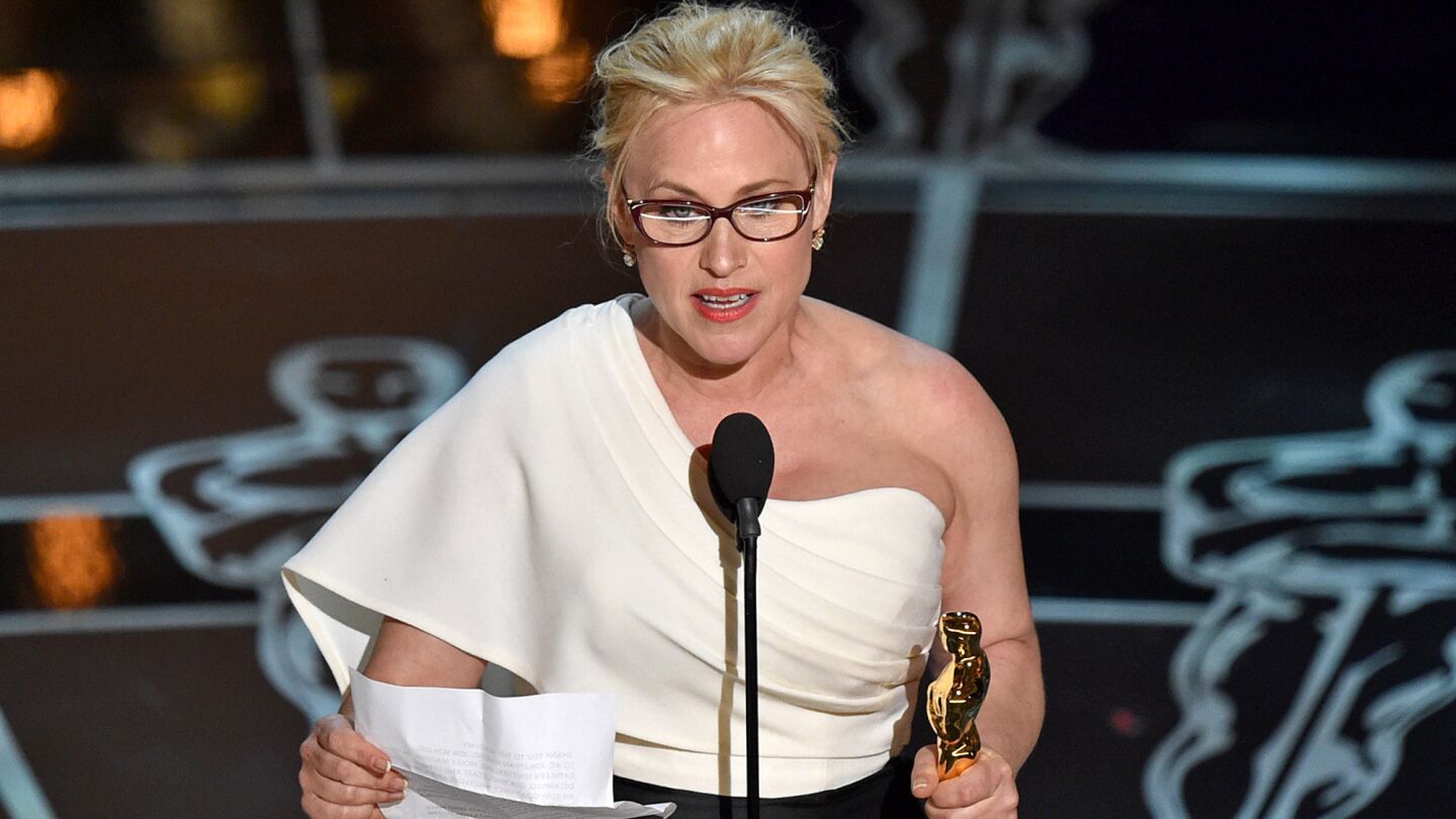 Patricia Arquette accepts the award for supporting actress for "Boyhood."