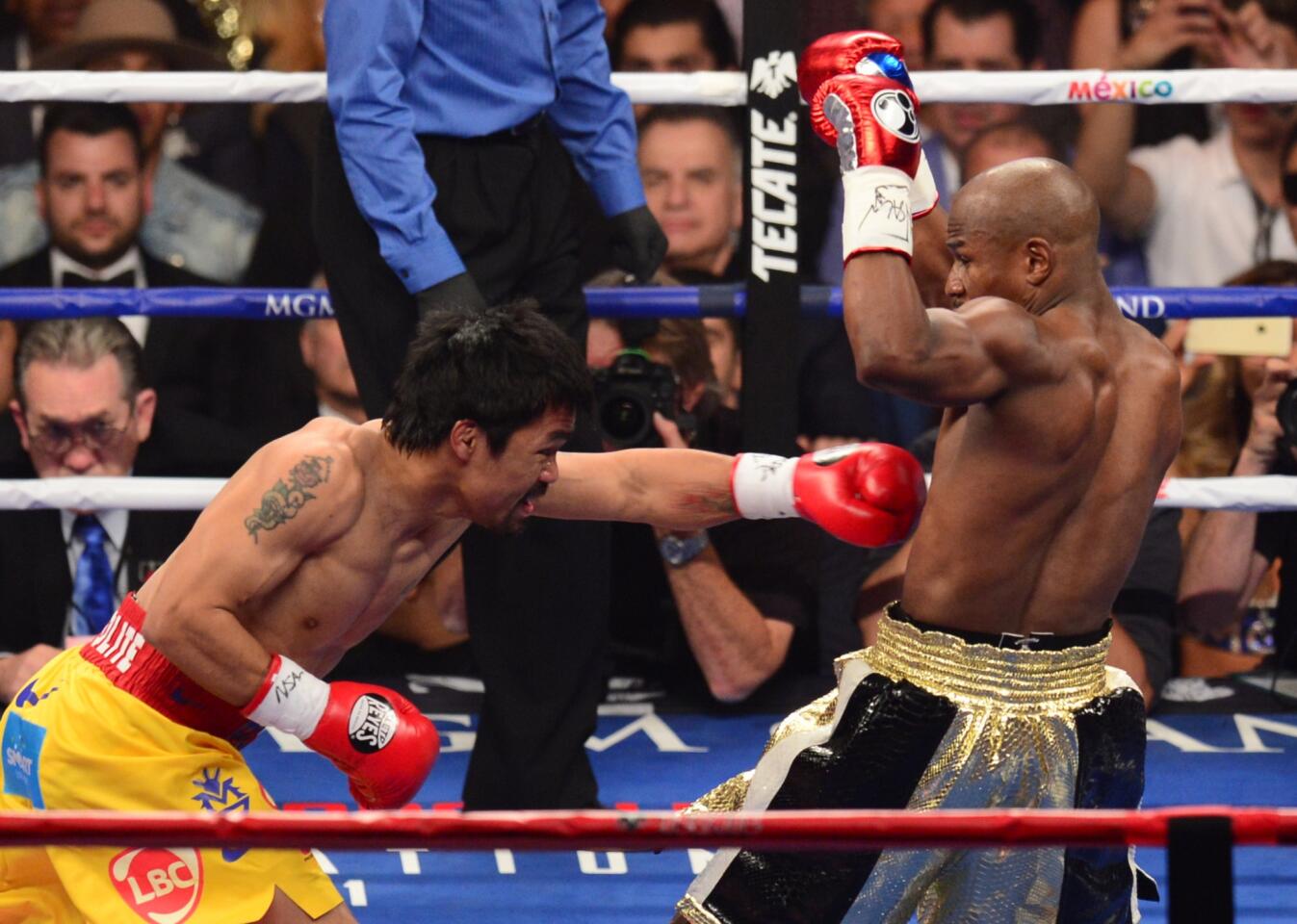 Manny Pacquiao throws a punch in the first round.