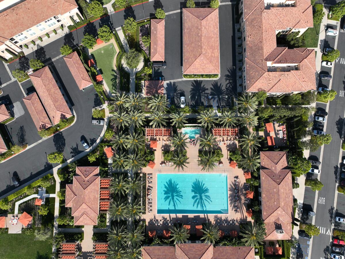 An aerial view of housing in Tustin on Friday. The city has joined California's growing list of "million-dollar cities."